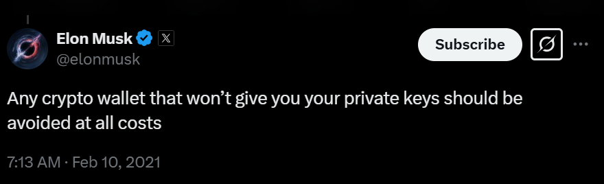 elon musk crypto cold wallet
